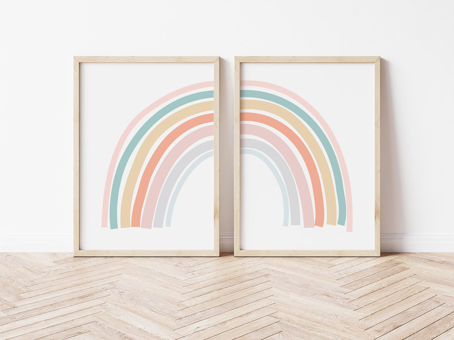 Set of 2 Rainbow Cute Boho Abstract Art Prints