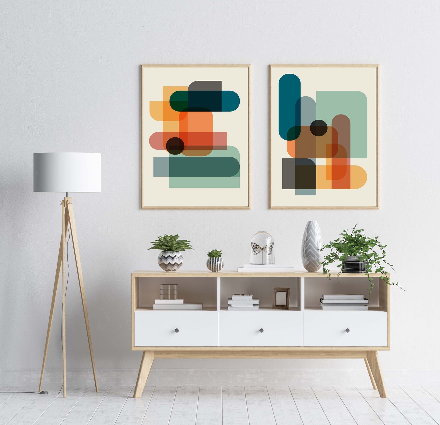 Set of 2 Colorful Modern Abstract Prints