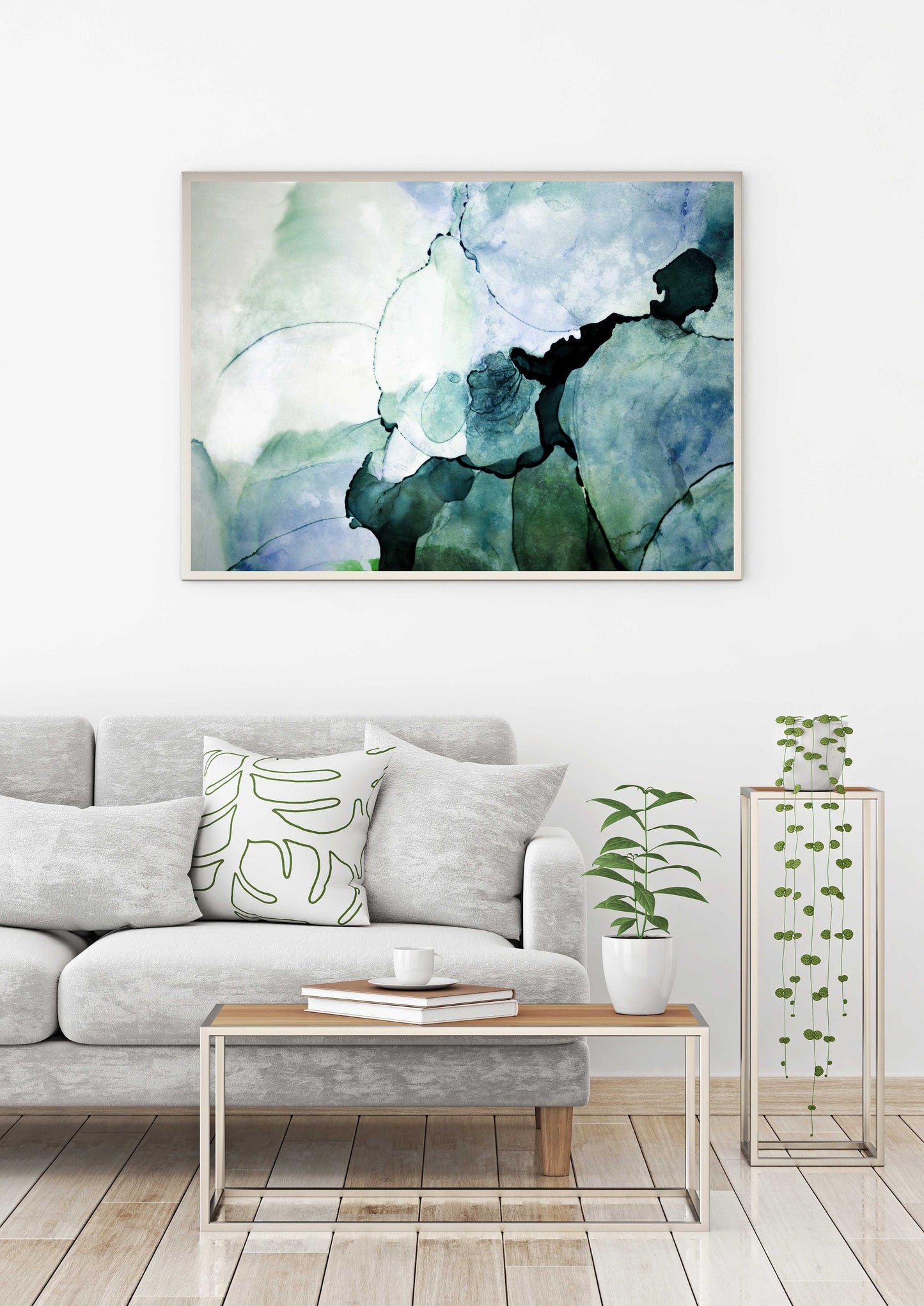 Green Watercolor Abstract Painting Art Print