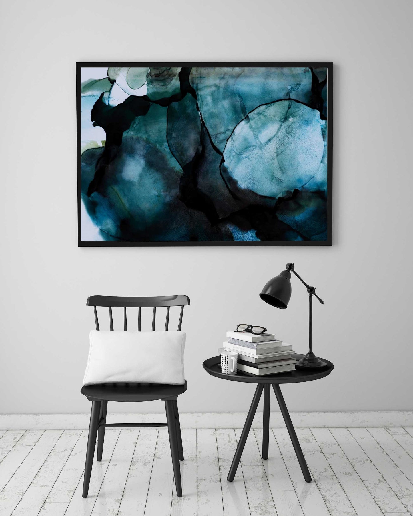 Deep Blue Watercolor Abstract Painting Art Print