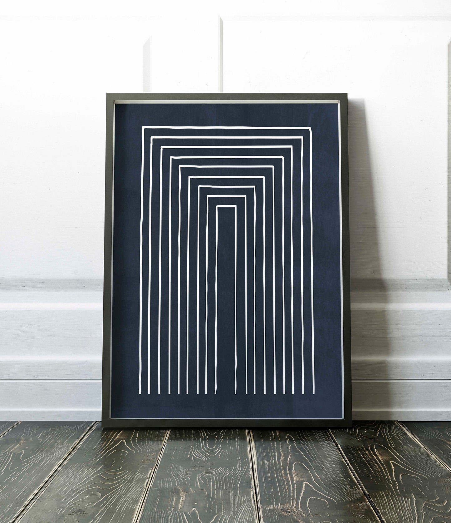 Blue Mid Century Modern Line Art Print