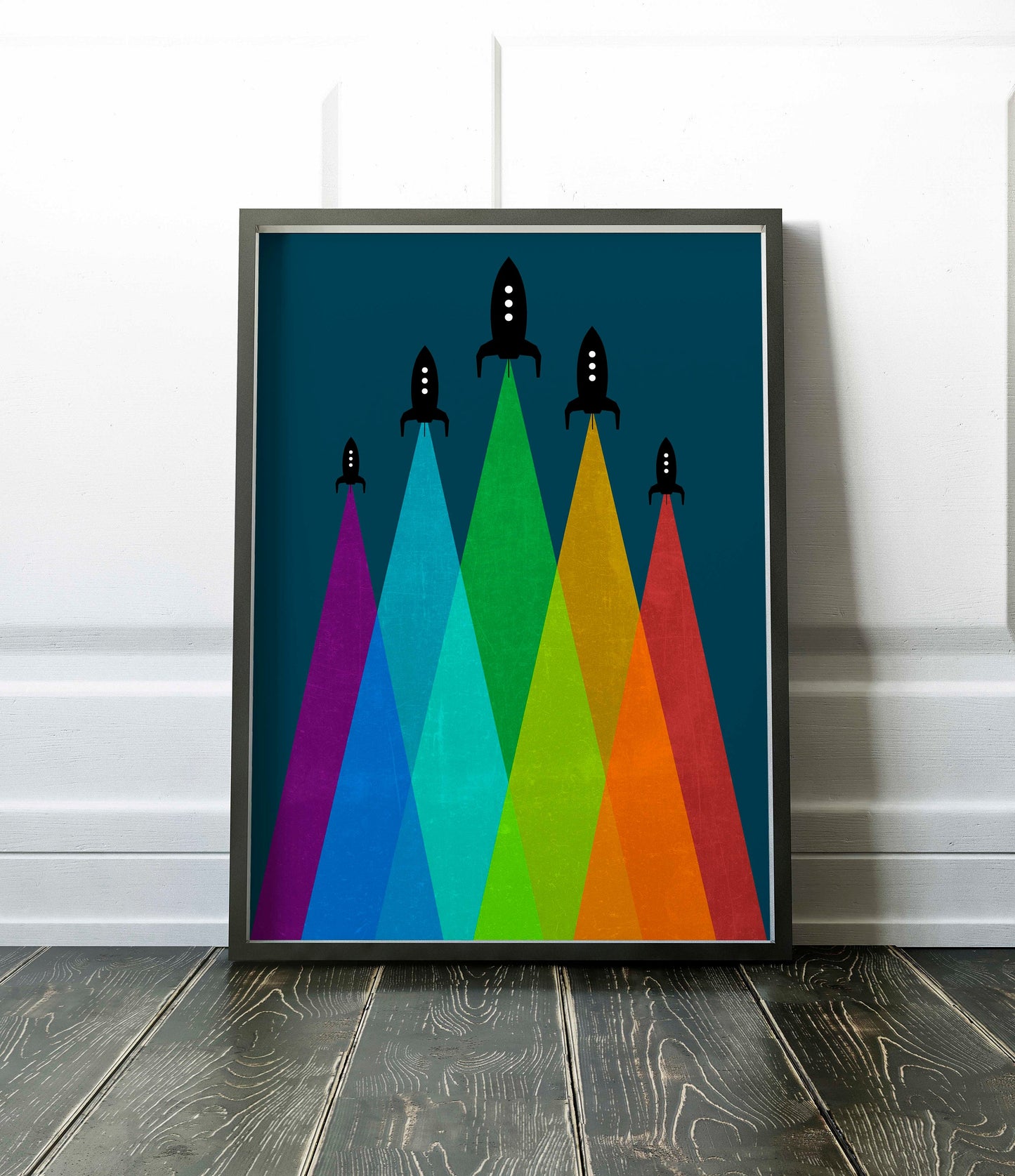 Set of 6 Kids Space Nursery Decor Rocket Wall Art Prints