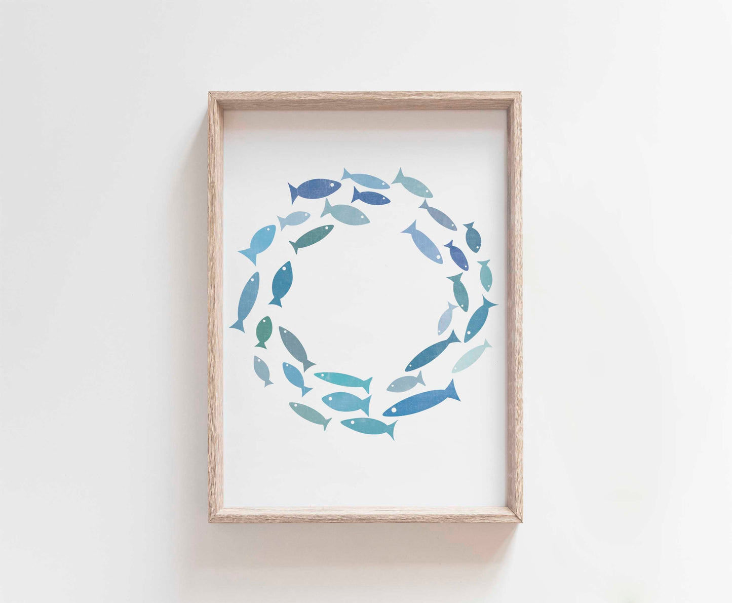 Blue Abstract Fish Wall Art Print