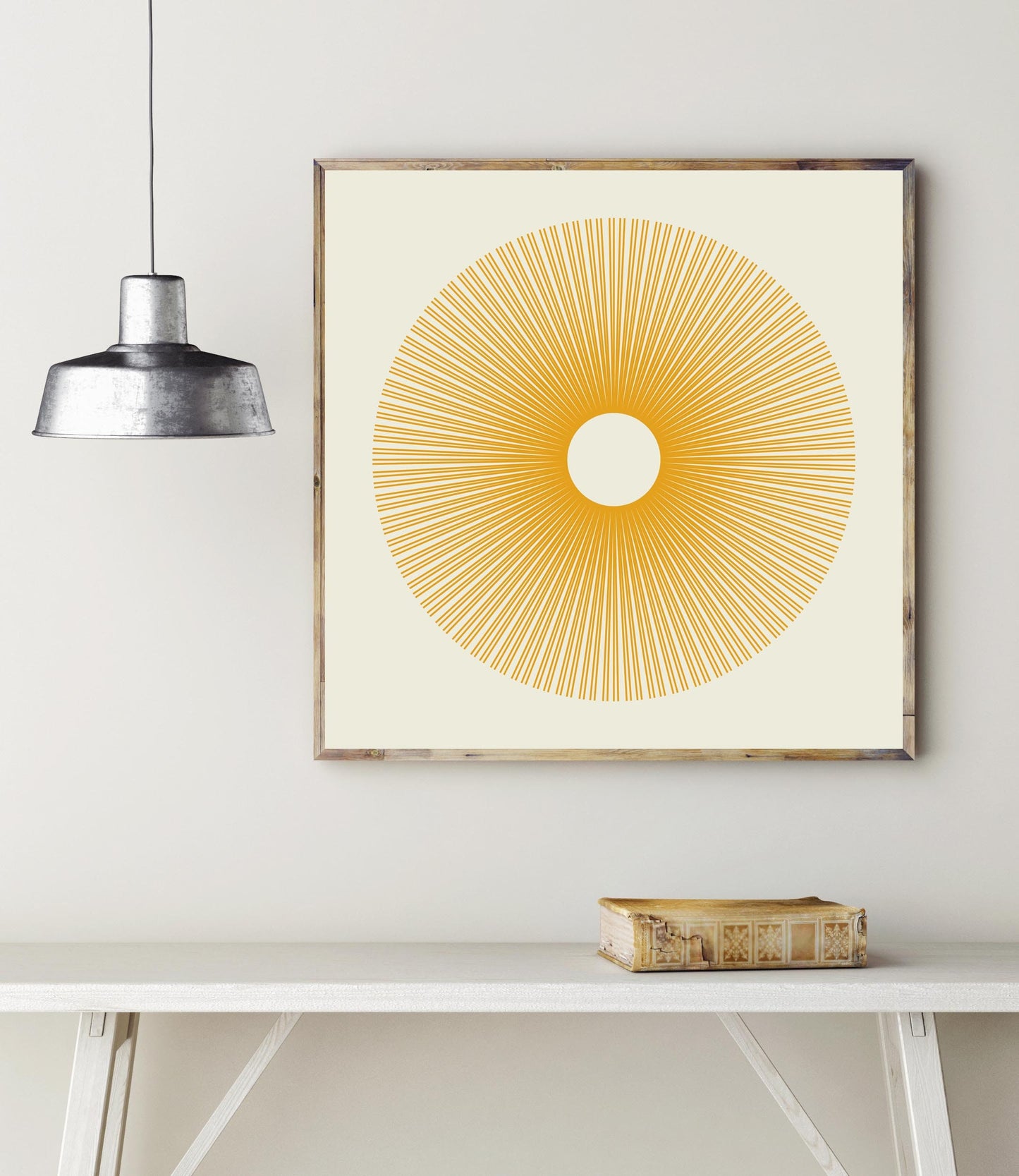 Yellow Abstract Square Sun Art Print
