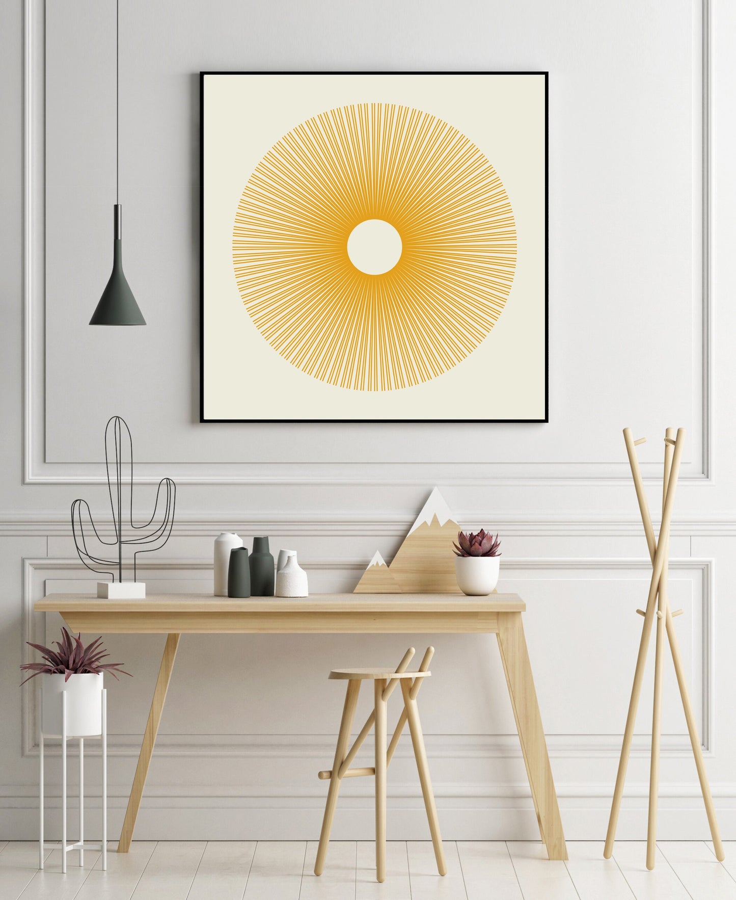 Yellow Abstract Square Sun Art Print