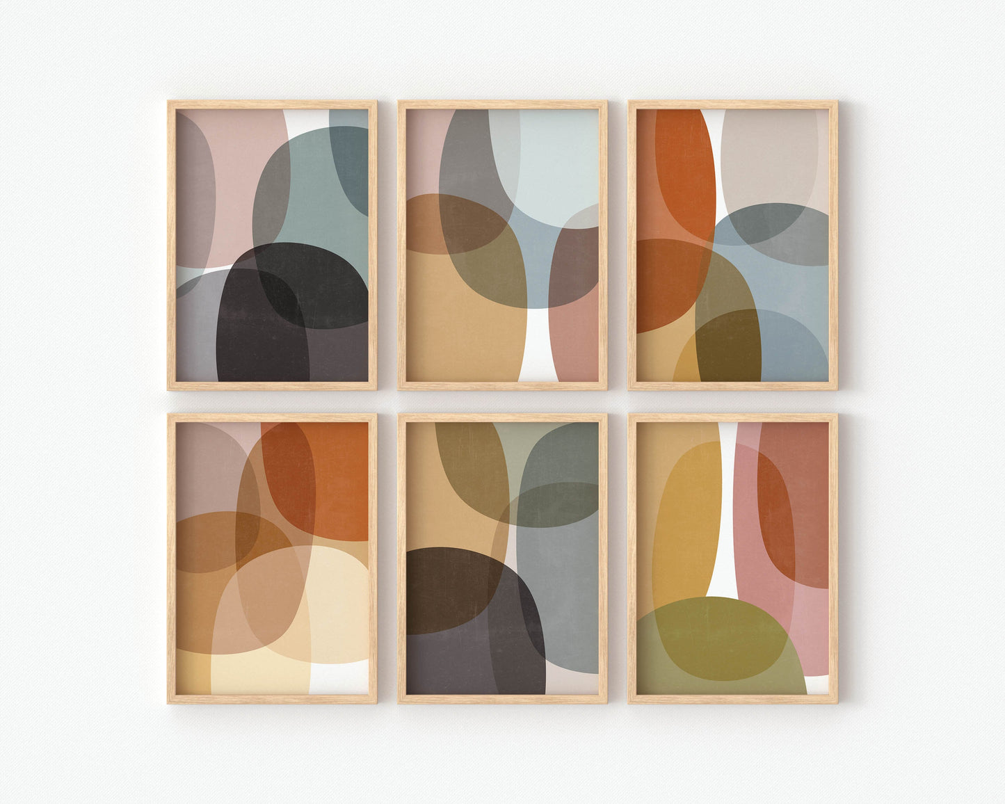 Set of 6 Colorful Boho Abstract Wall Art Prints