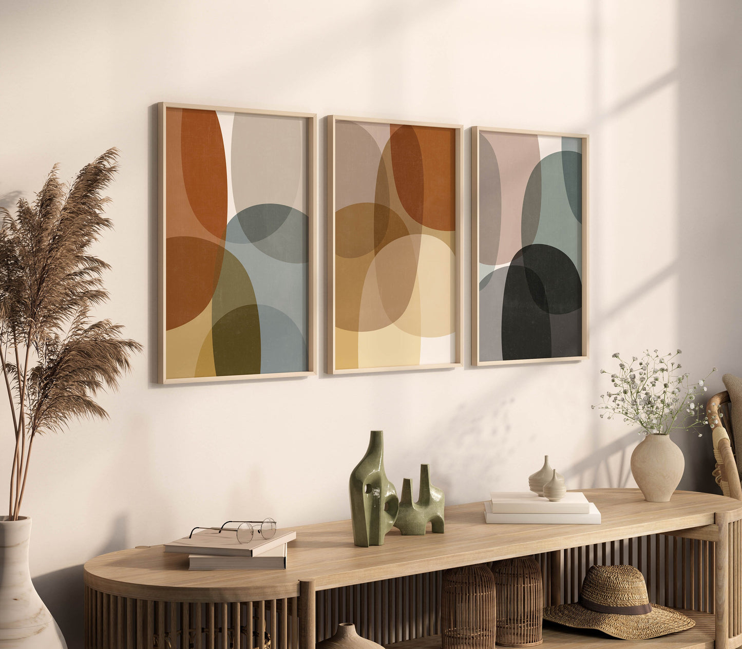 Set of 6 Colorful Boho Abstract Wall Art Prints