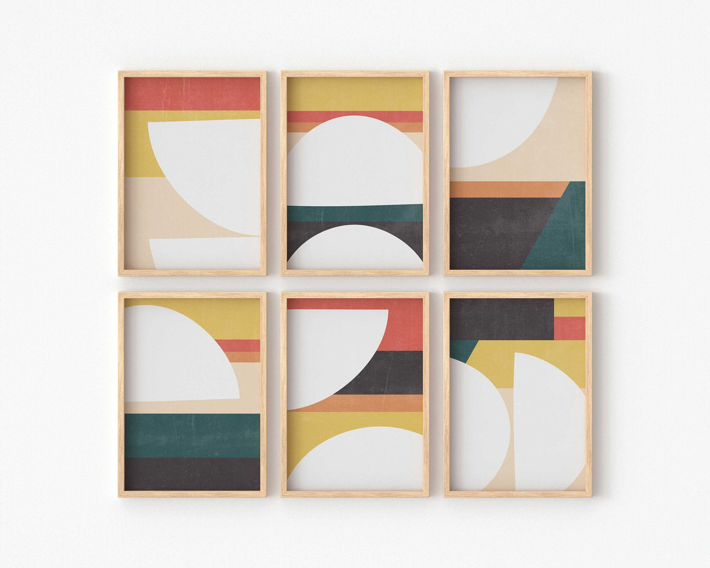 Set of 6 Colorful Mid Century Modern Art Prints