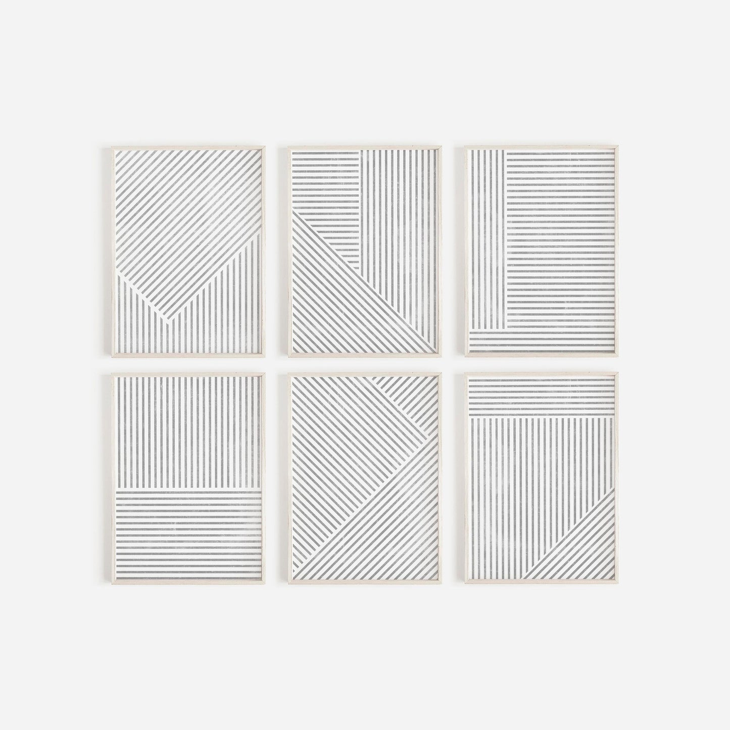 Set of 6 Grey Boho Line Art Prints