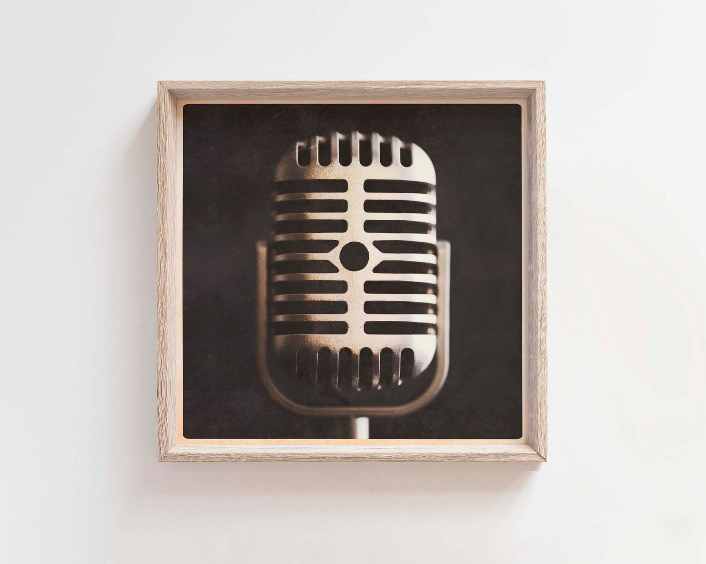 Cool Vintage Microphone Wall Art - Retro Music Print - Square Art Poster