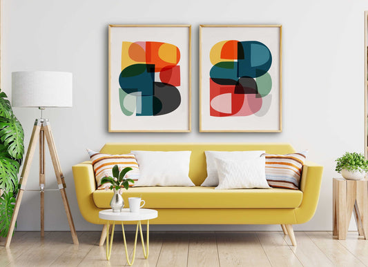 Set of Bright Colorful Mid Century Abstract Prints