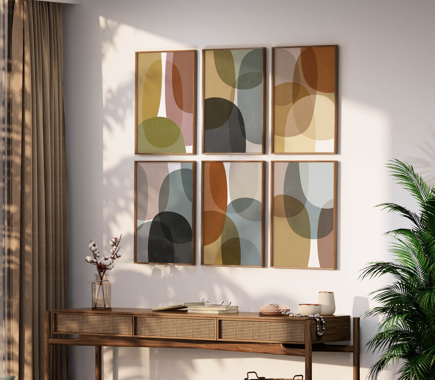 Set of 6 Colorful Boho Abstract Wall Art Prints