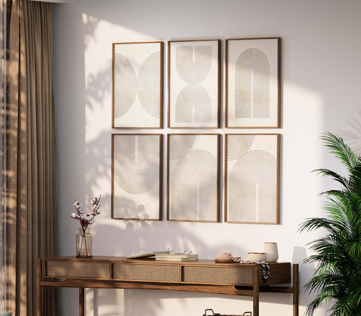 Set of 6 Prints Neutral Mid Century Wall Art Prints