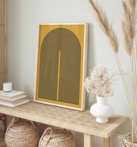 Cool Mustard Mid Century Arch Wall Art Print
