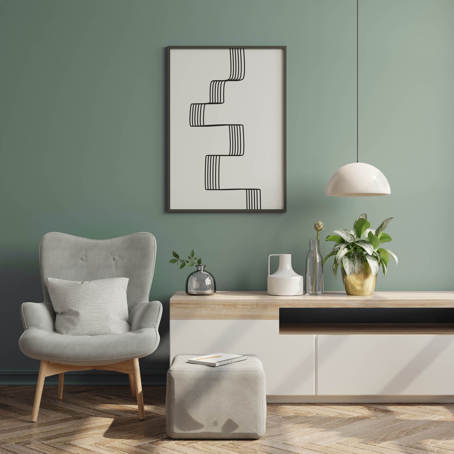 Cool Modern Minimalist Geometric Line Art Print