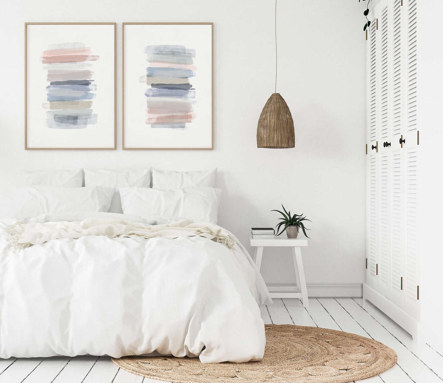Set of 2 Pastel Colored Brush Stroke Wall Art Prints