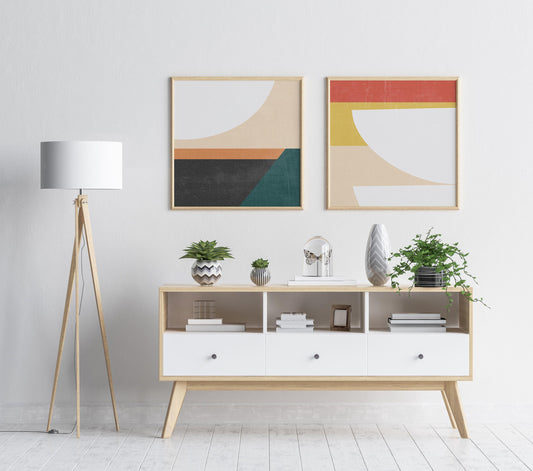 Set of 2 Mid Century Modern Square Art Prints