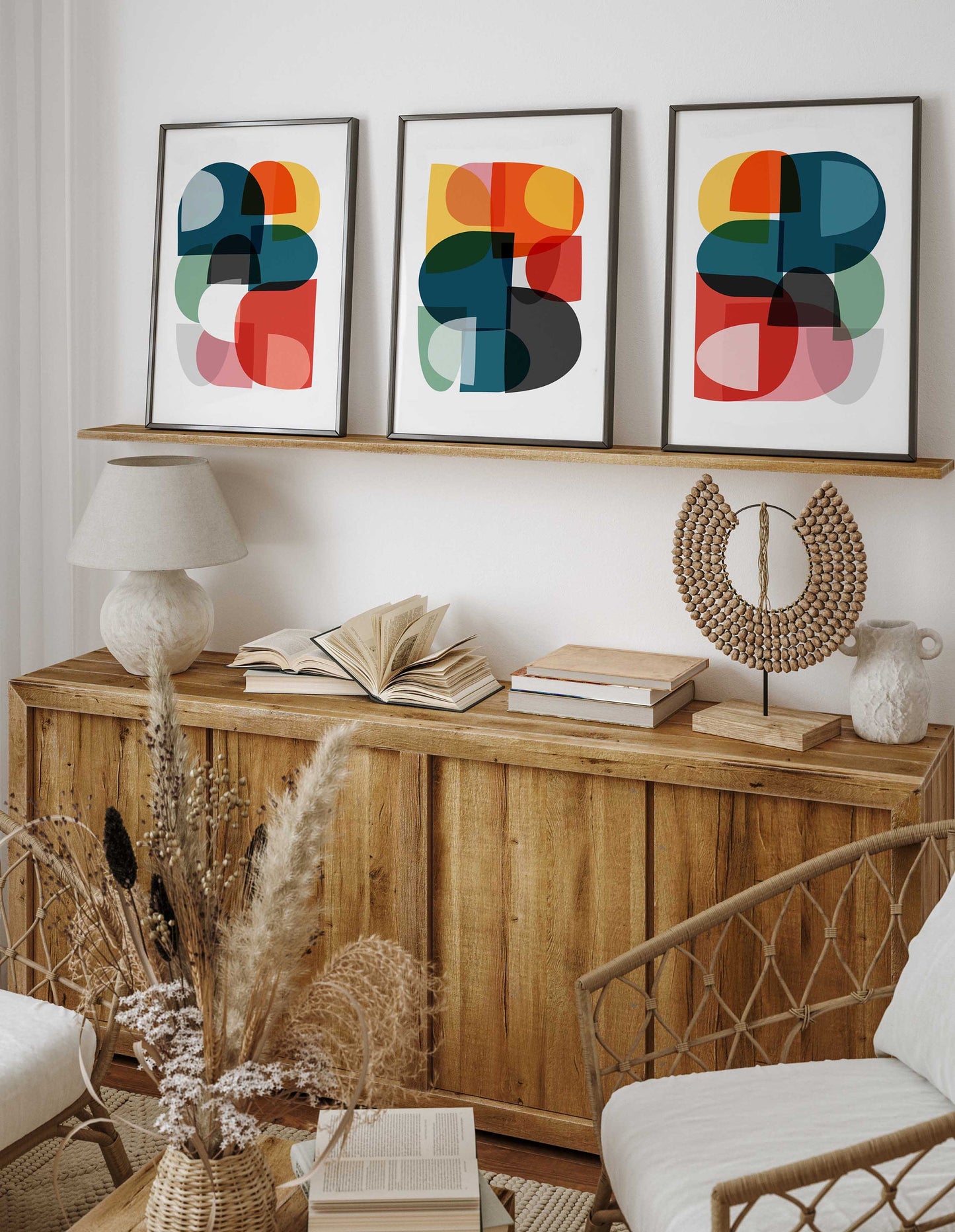 Set of 3 Bold and Colorful Abstract Art Prints