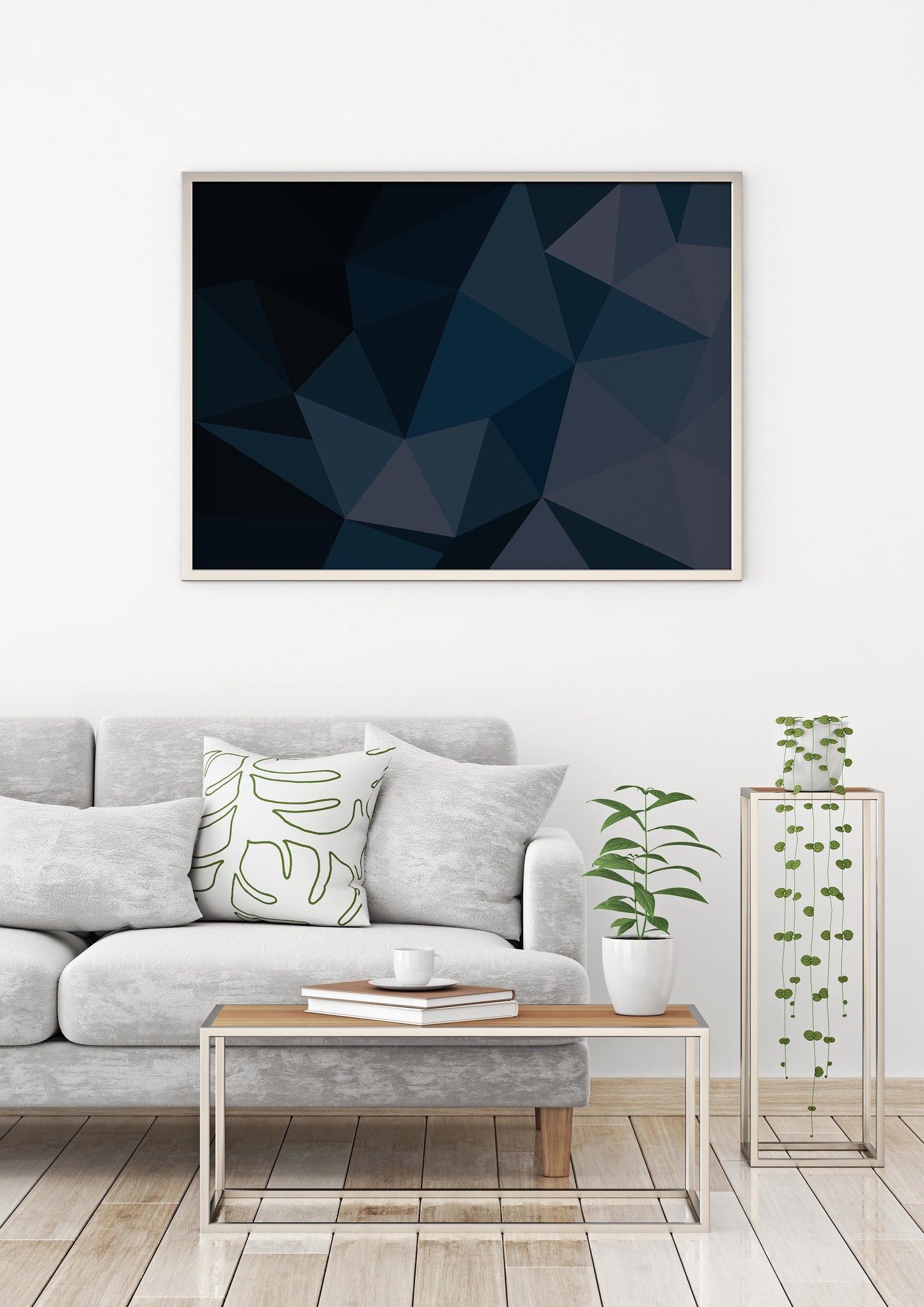 Cool Modern Blue Geometric Abstract Art Print