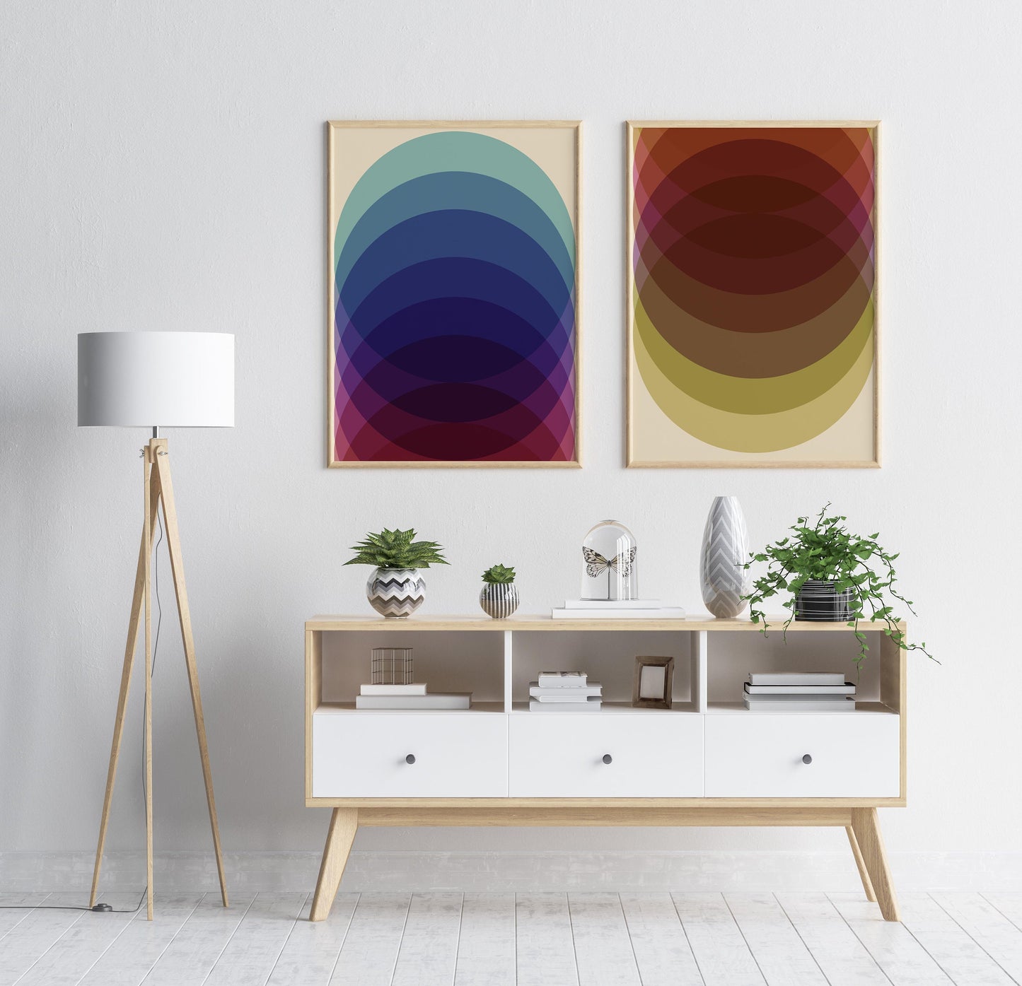 Set of 2 Modern and Colorful Abstract Art Prints