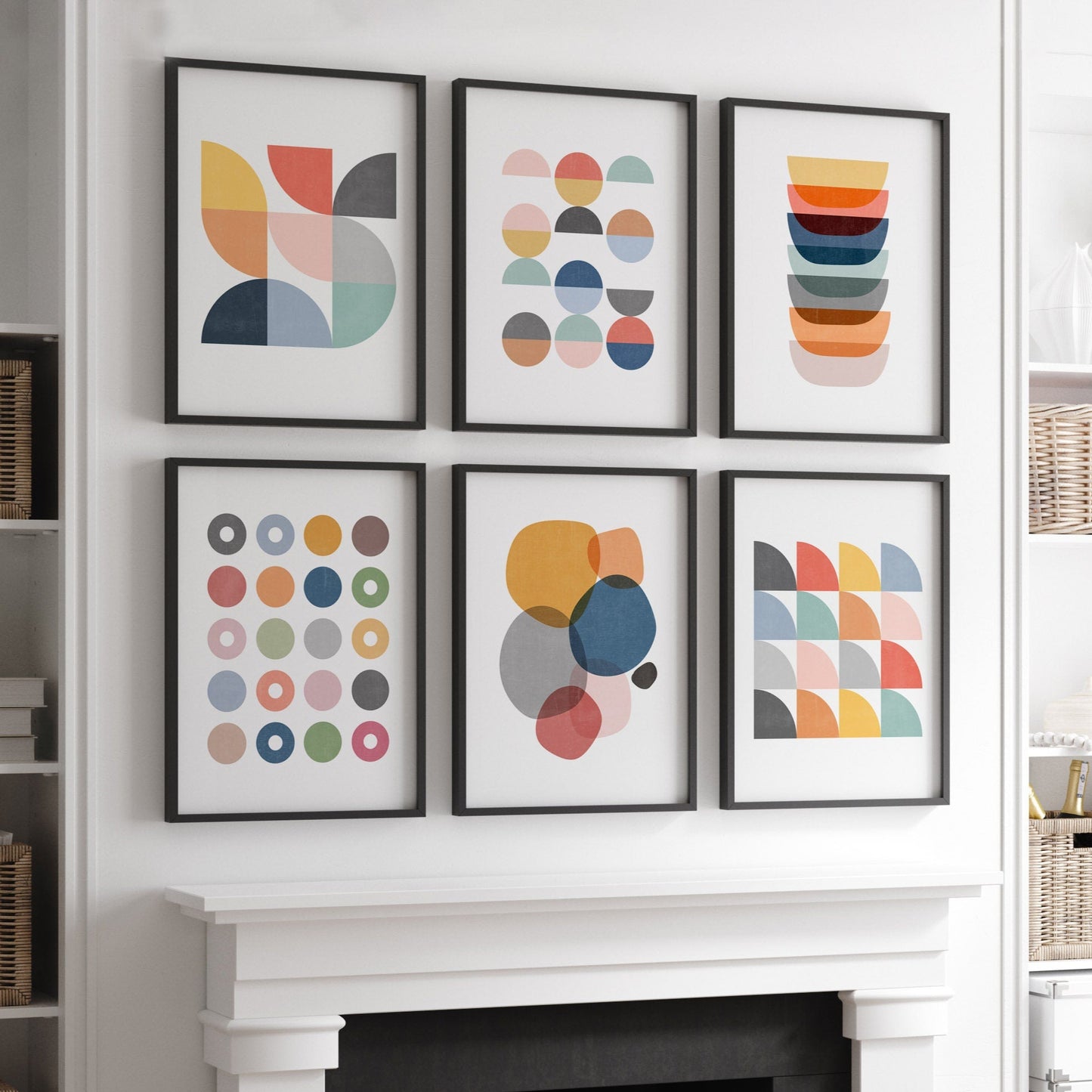 Set of 6 Fun Colorful Abstract Scandi Style Art Prints