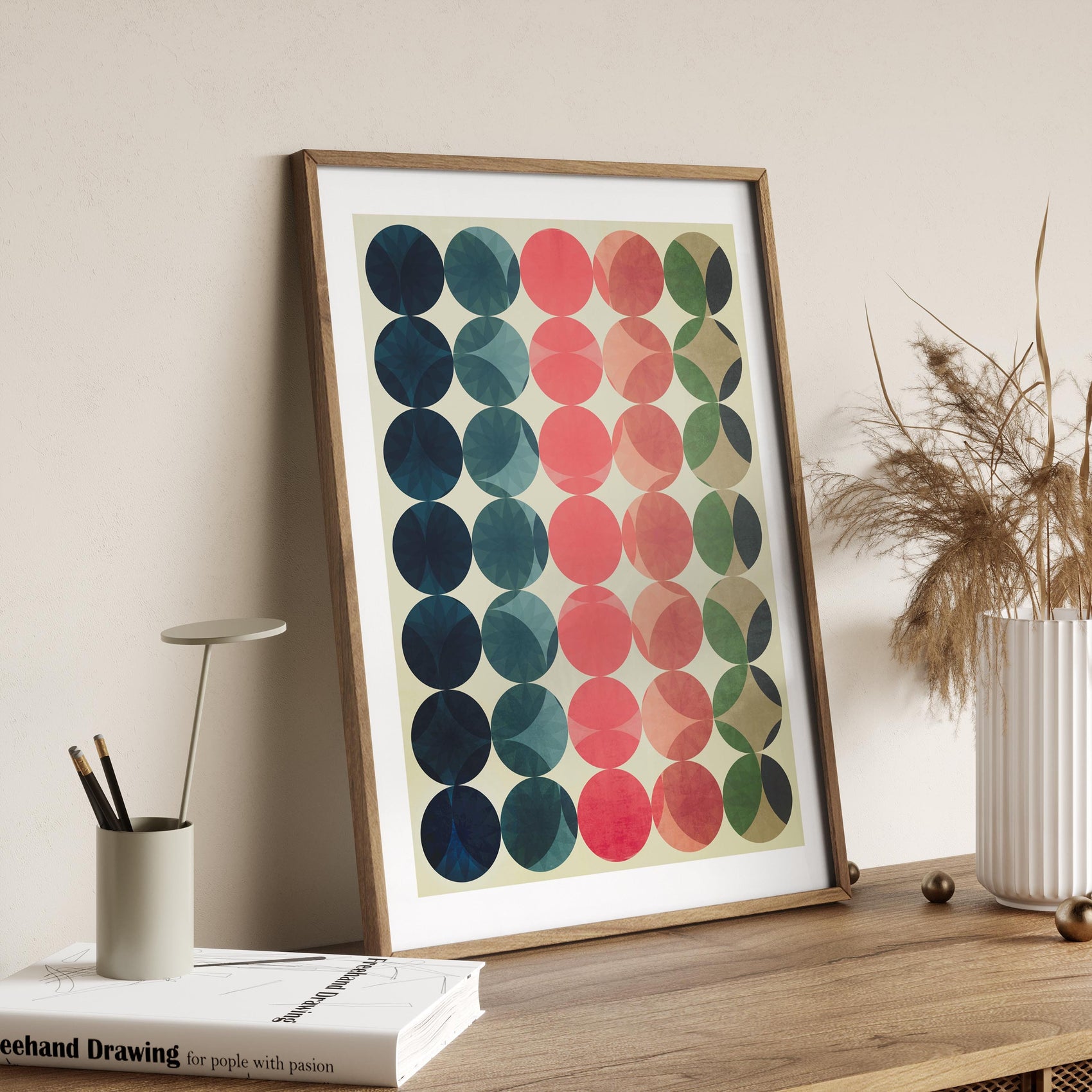 Mid Century Modern Circles Art Print - Abstract Earth Tones