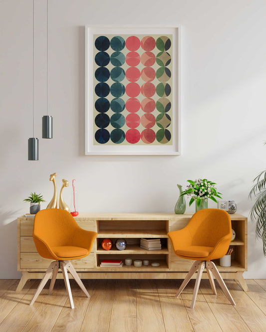 Mid Century Modern Circles Art Print - Abstract Earth Tones