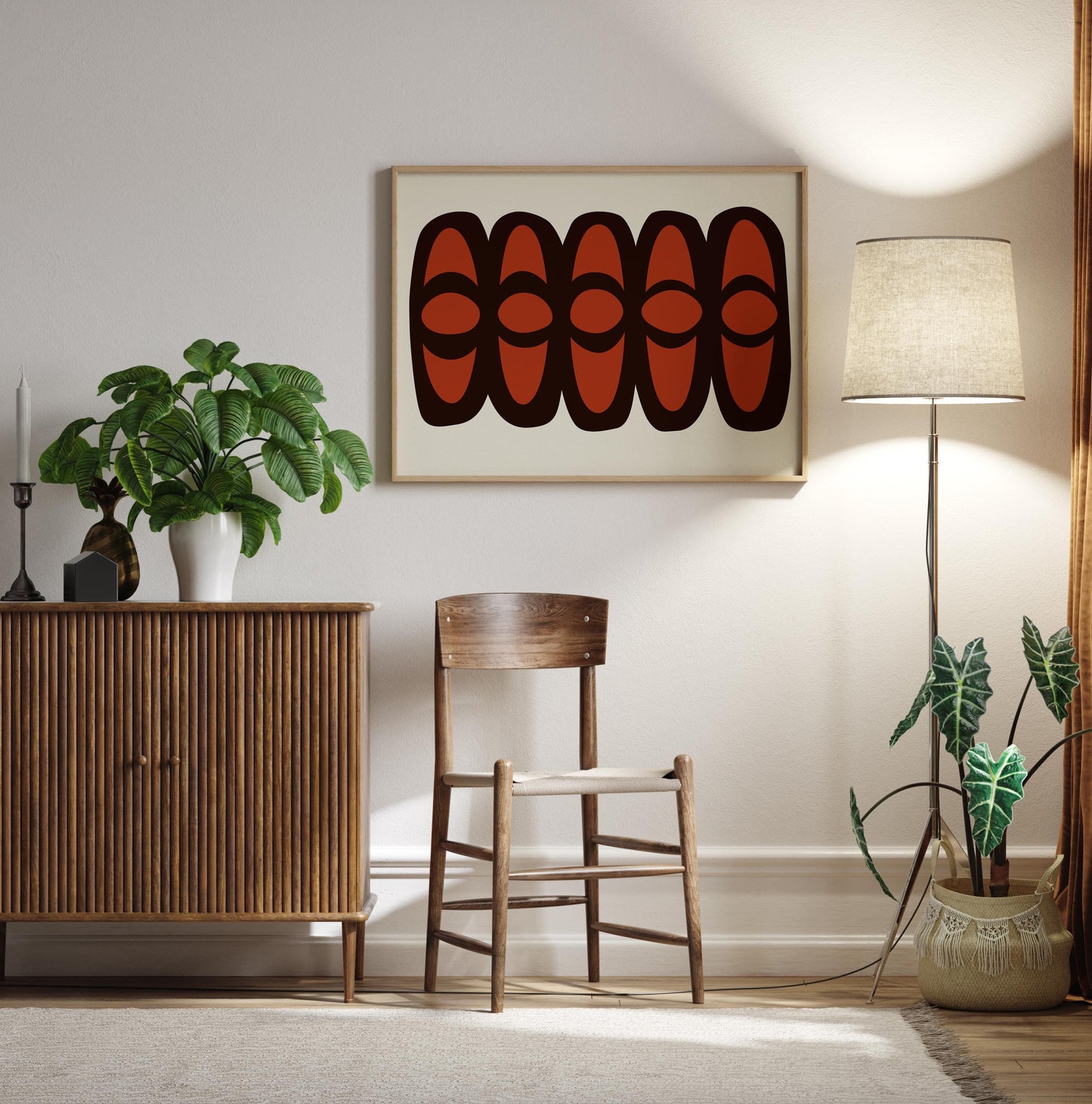 Cool Modern Scandi Red Abstract Art Print