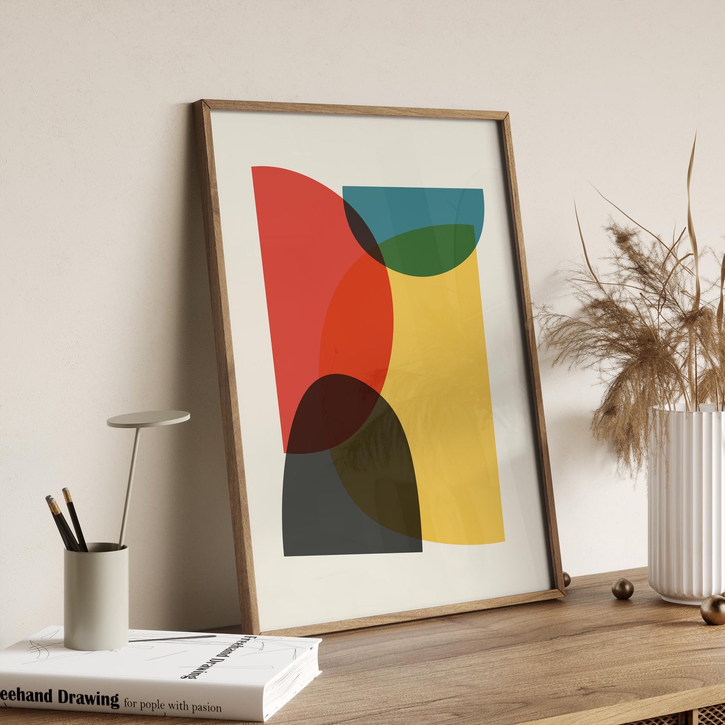 Set of 2 Bright and Colorful Mid Century Modern Art Prints