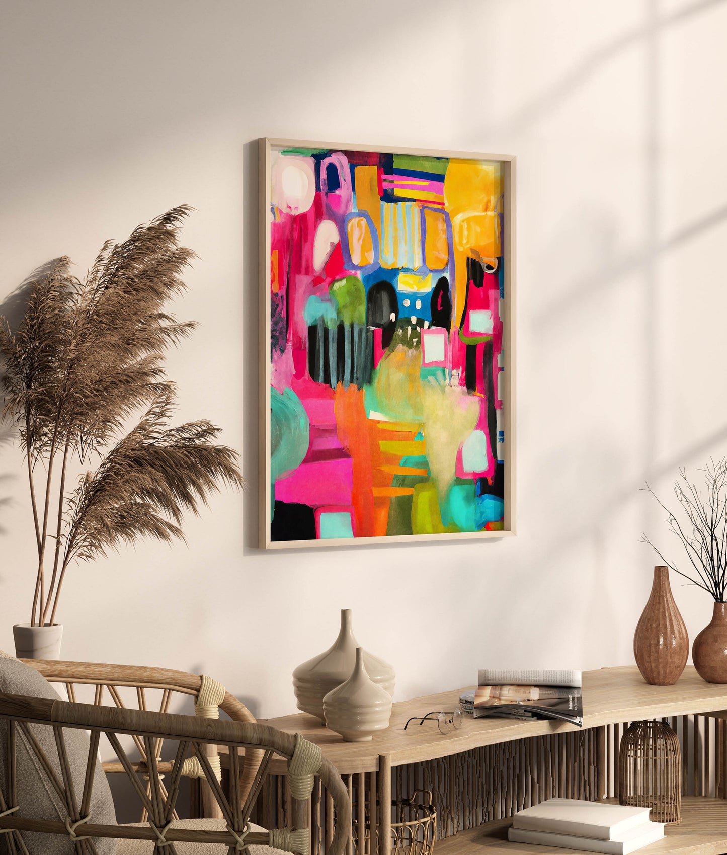 Fun Colorful Large Abstract Painting Print
