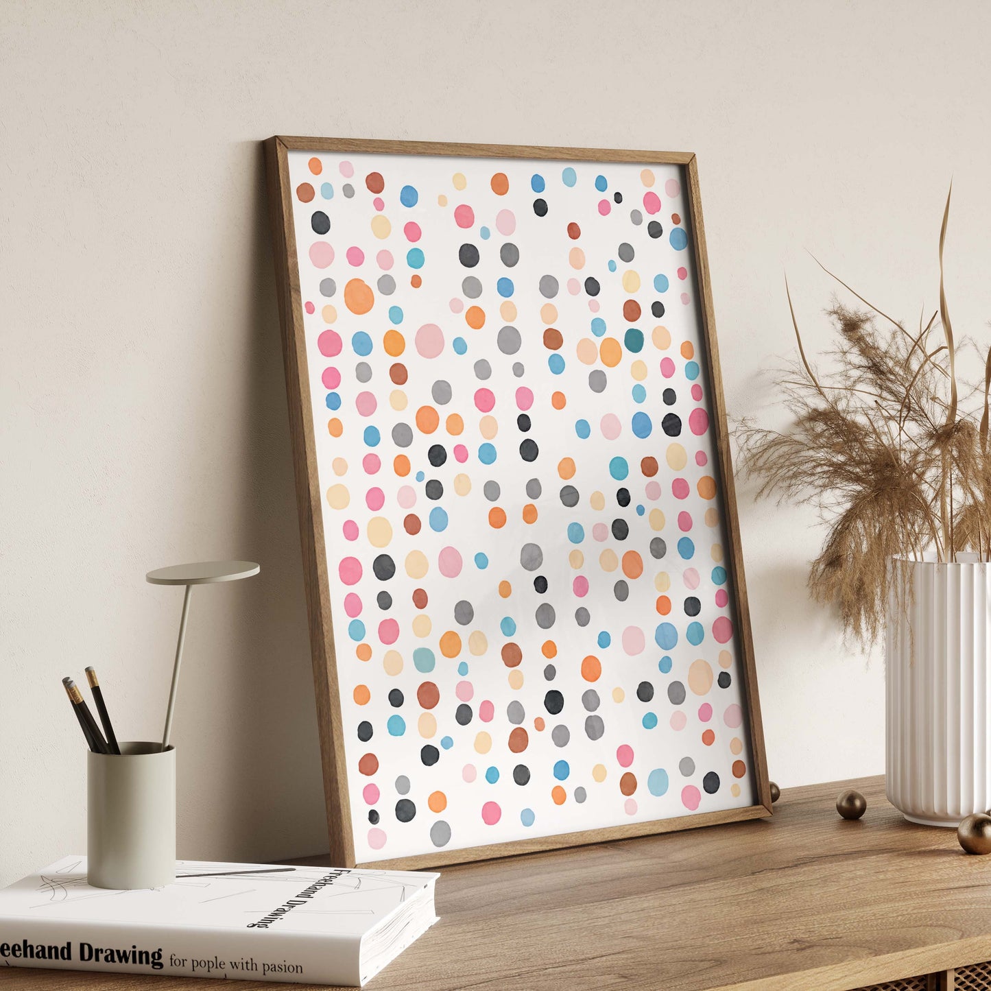 Fun Cute  and Colorful Watercolor Dots Art Print