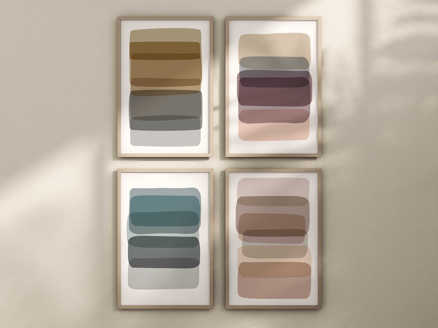 Set of 4 Boho Abstract Color Block Wall Art Prints