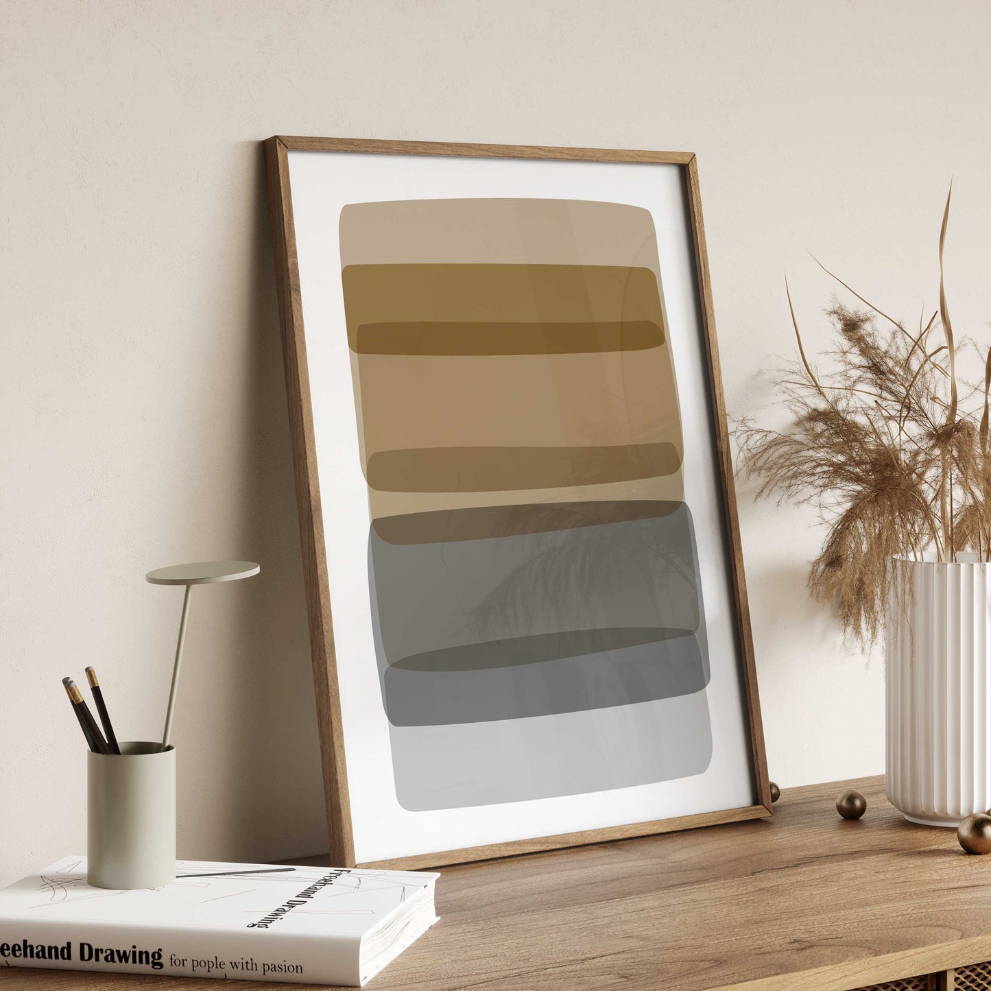 Set of 4 Boho Abstract Color Block Wall Art Prints