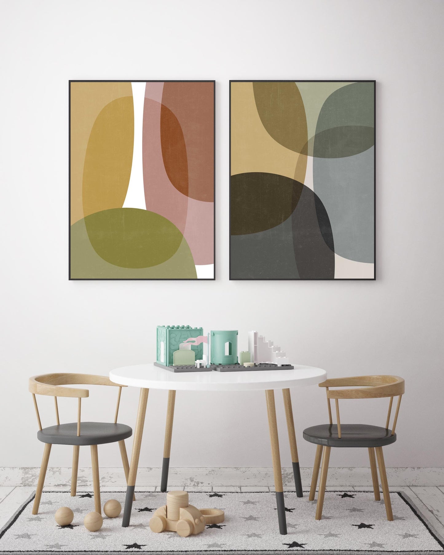 Set of 2 Colorful Abstract Art Prints