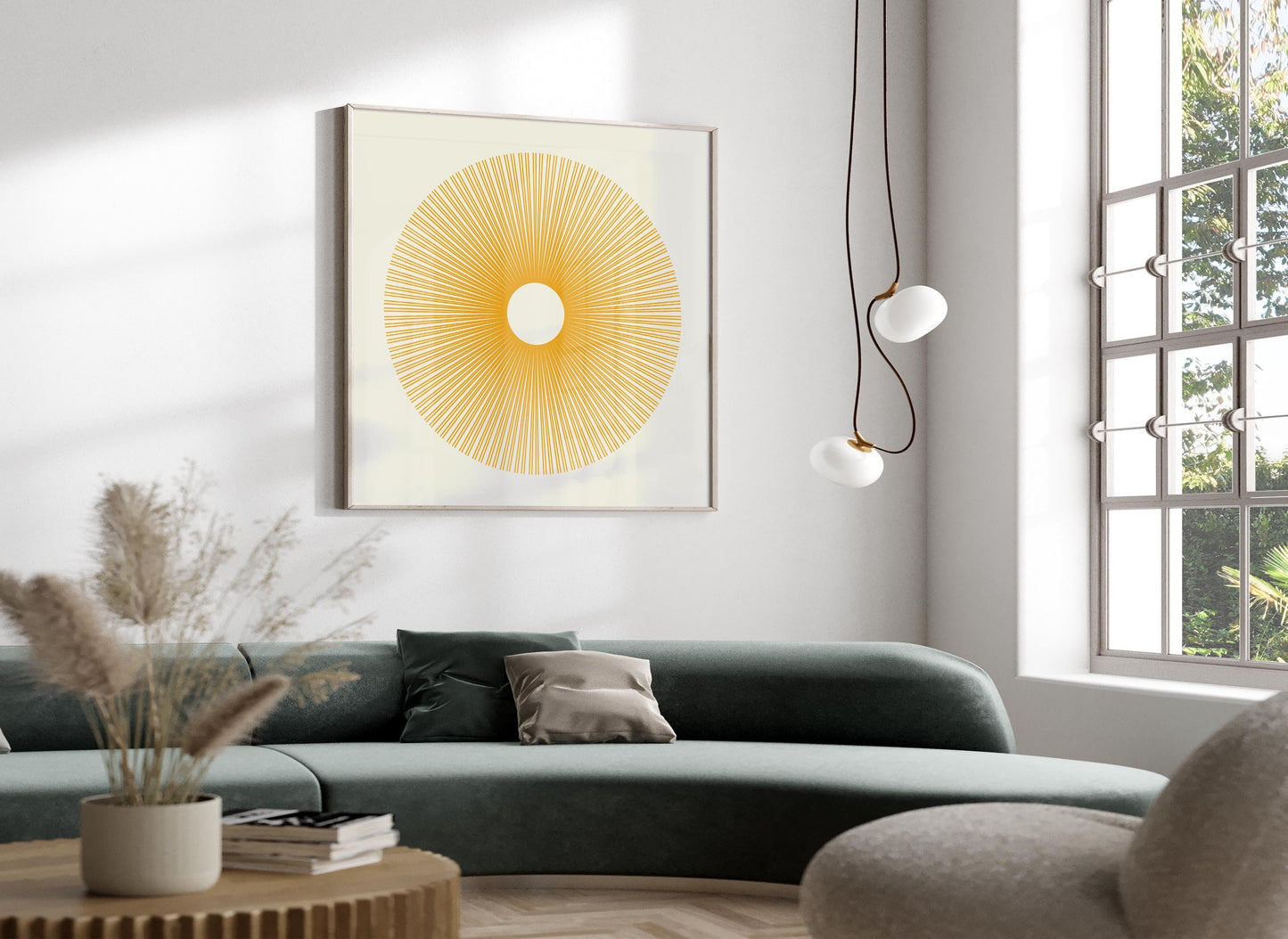 Yellow Abstract Square Sun Art Print