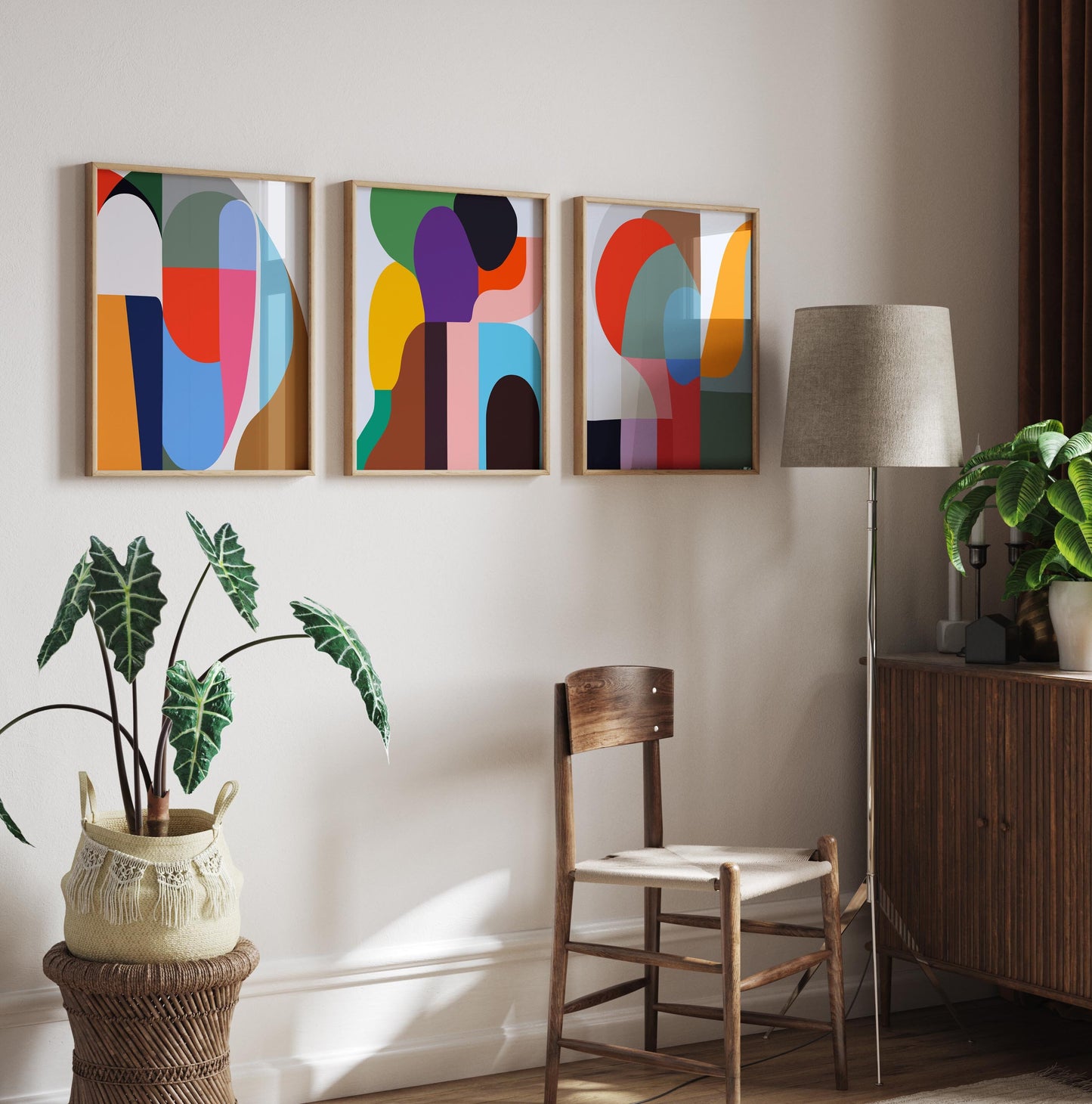Set of 3 Bold Colorful Abstract Modern Art Prints