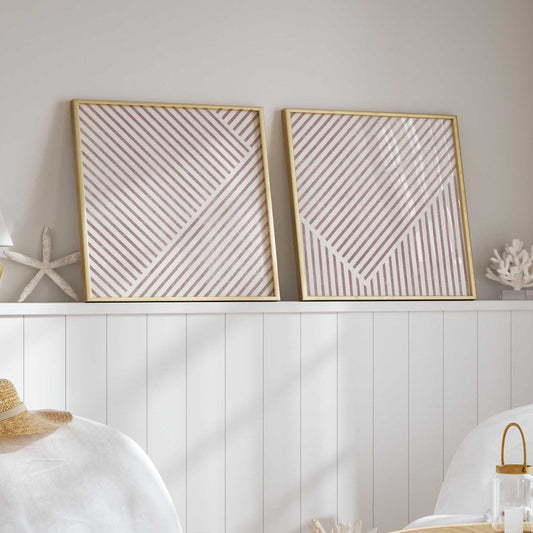 Set of 2 Boho Modern Line Art Square Prints