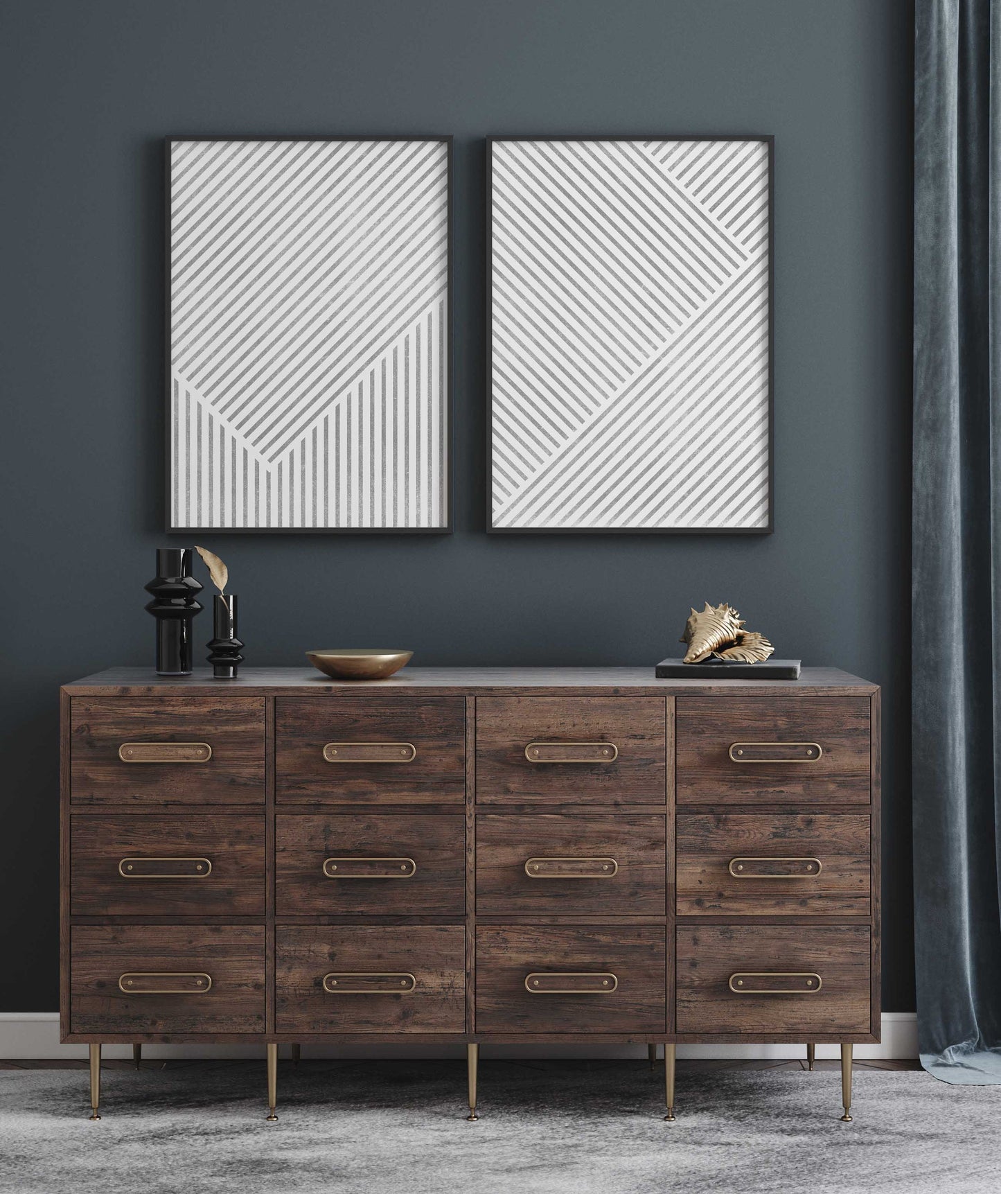 Set of 2 Modern Line Art Abstract Prints