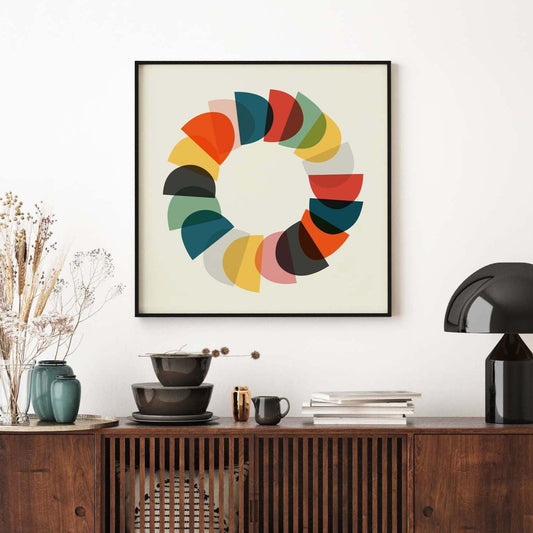 Colorful Mid Century Modern Square Art Print