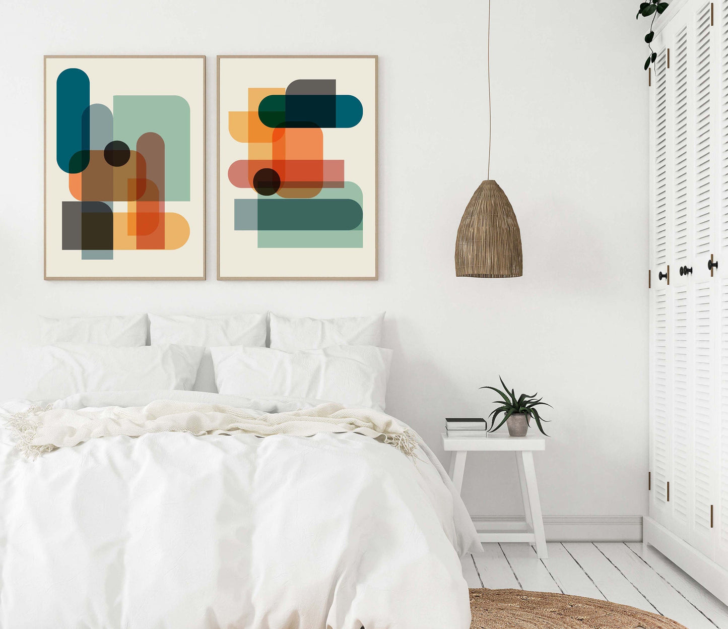 Set of 2 Colorful Modern Abstract Prints