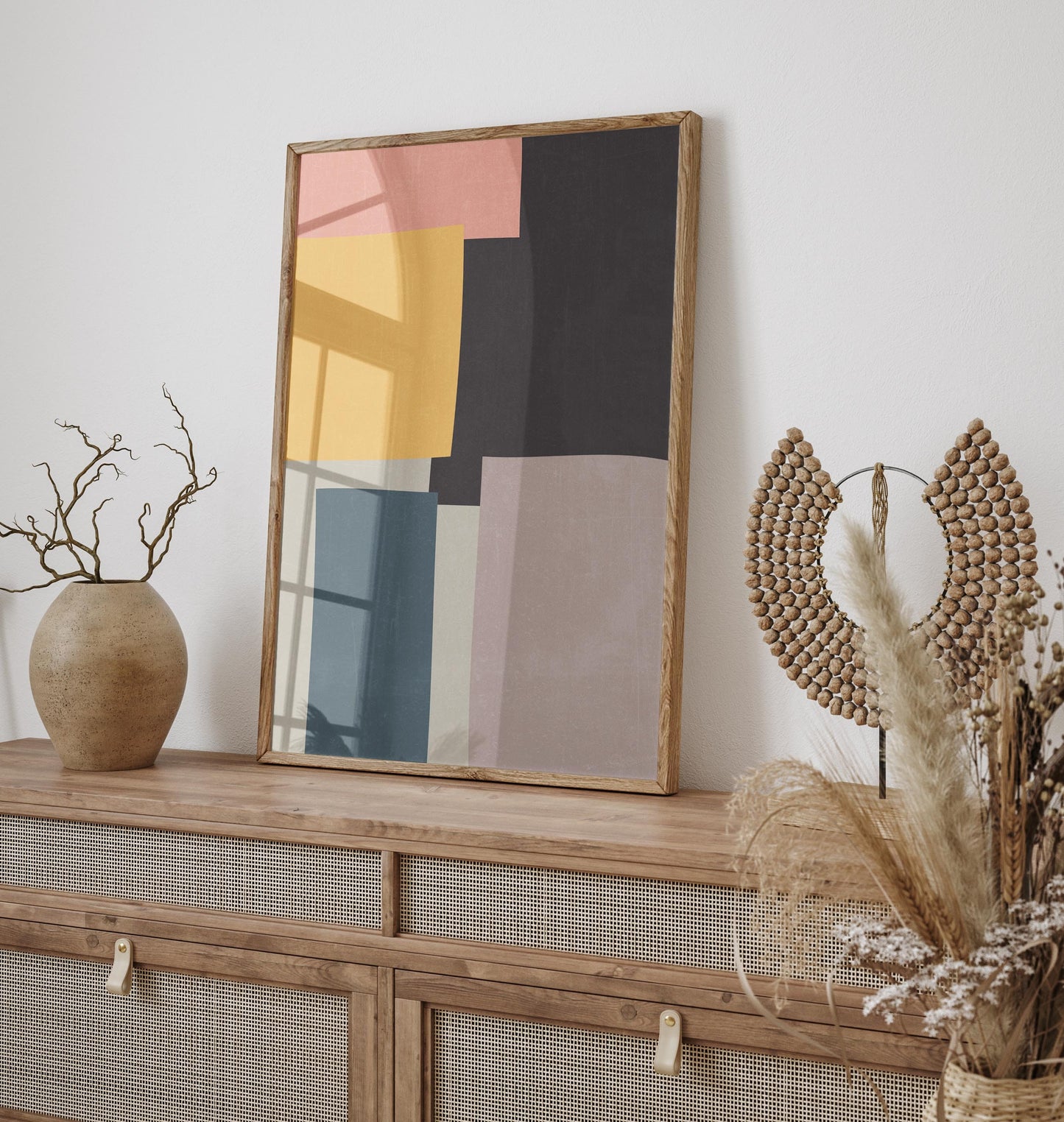 Set of 2 Boho Color Block Abstract Wall Art Prints