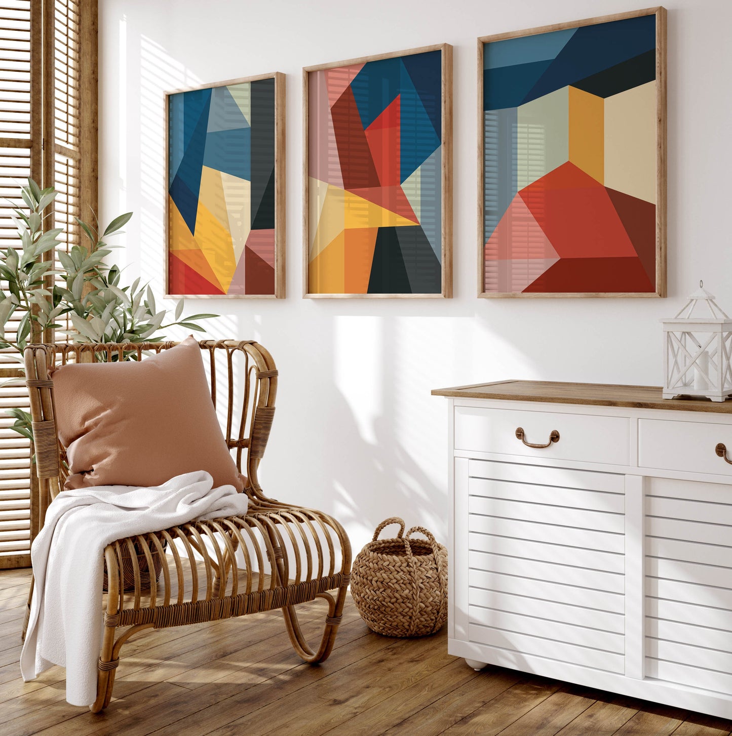 Set of 3 Bold Colorful Geometric Abstract Art Prints