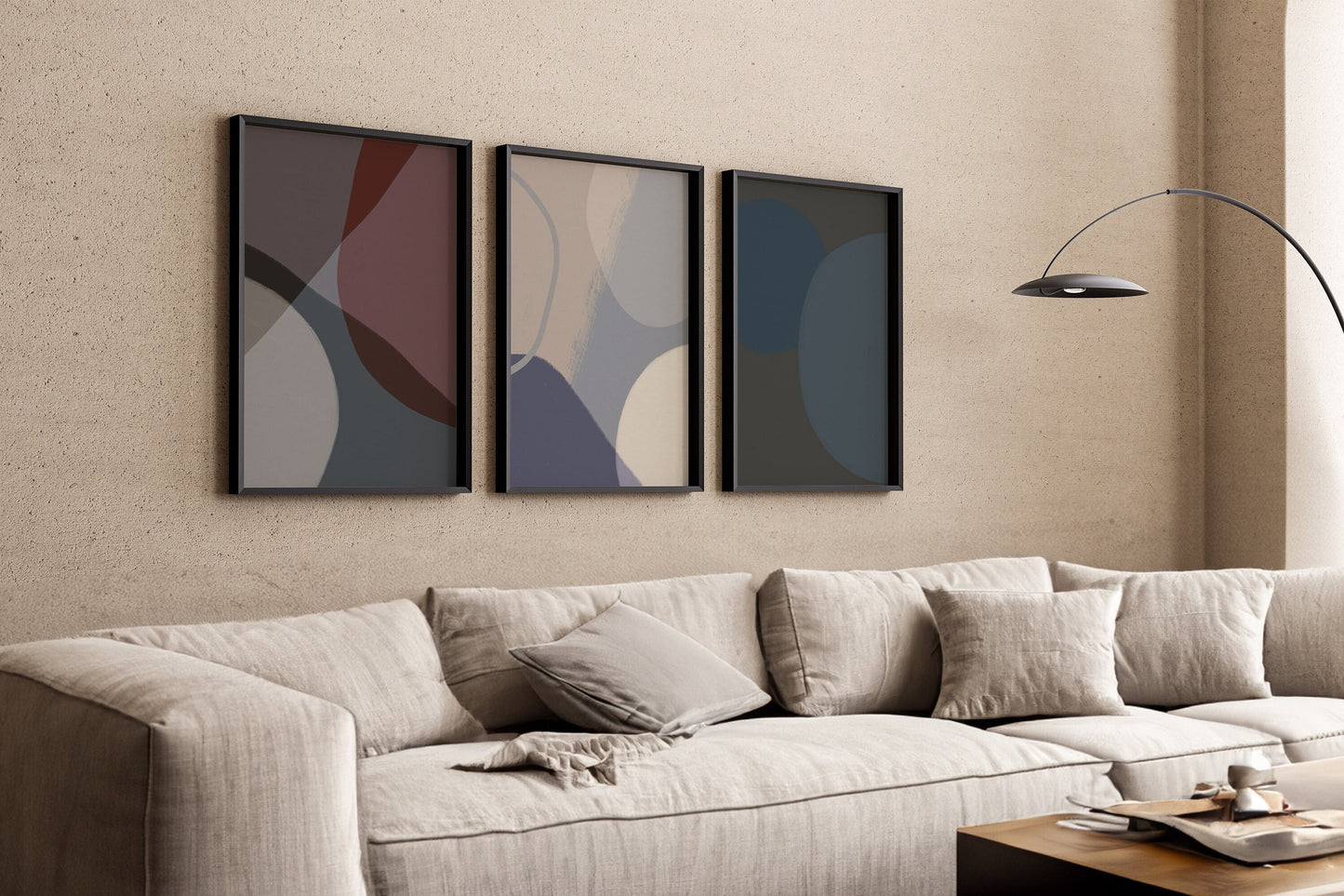 Set of 3 Cool Earth Tones Abstract Art Prints