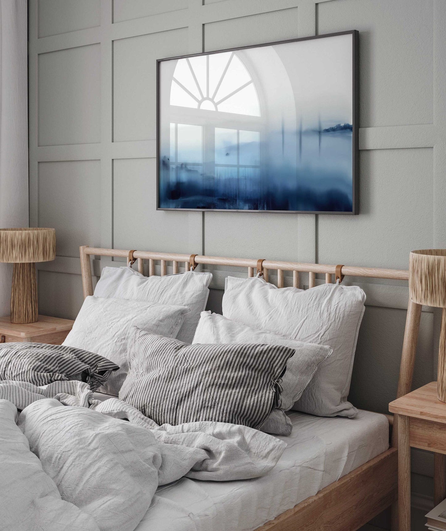 Blue Watercolour Seascape Print - Soft Coastal Painting Art