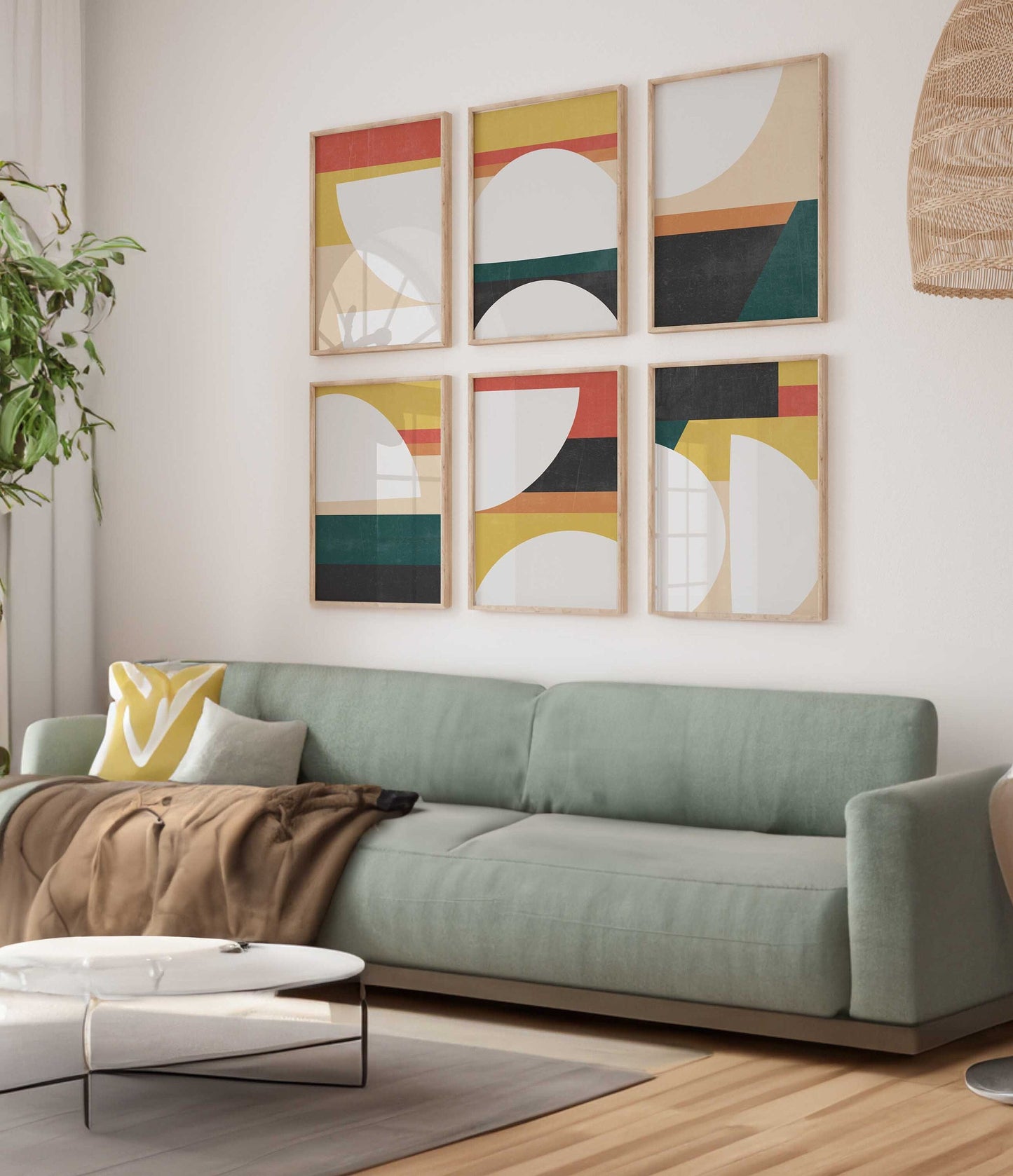 Set of 6 Colorful Mid Century Modern Art Prints