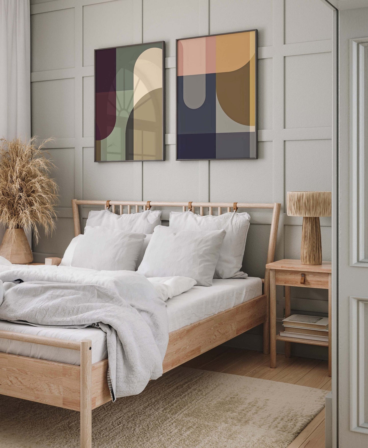 Set of 2 Trendy Modern Abstract Art Prints