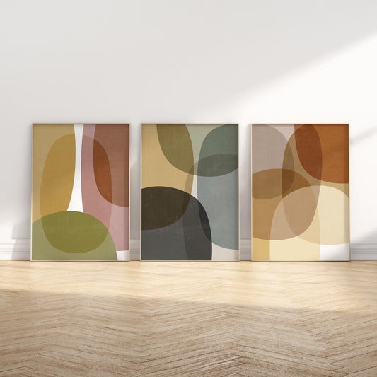 Set of 3 Modern Boho Abstract Wall Art Prints