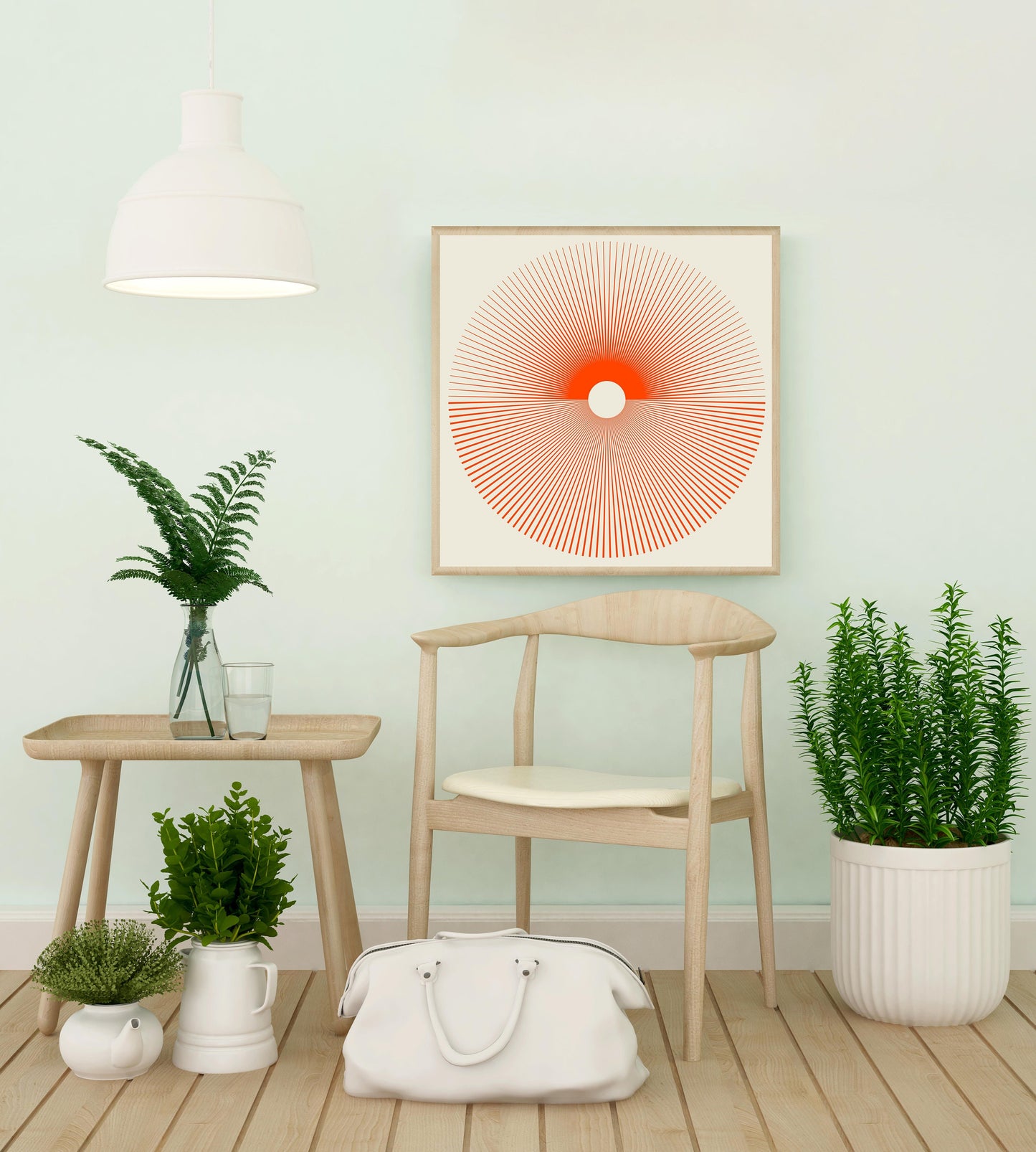 Red Sun Burst Square Print