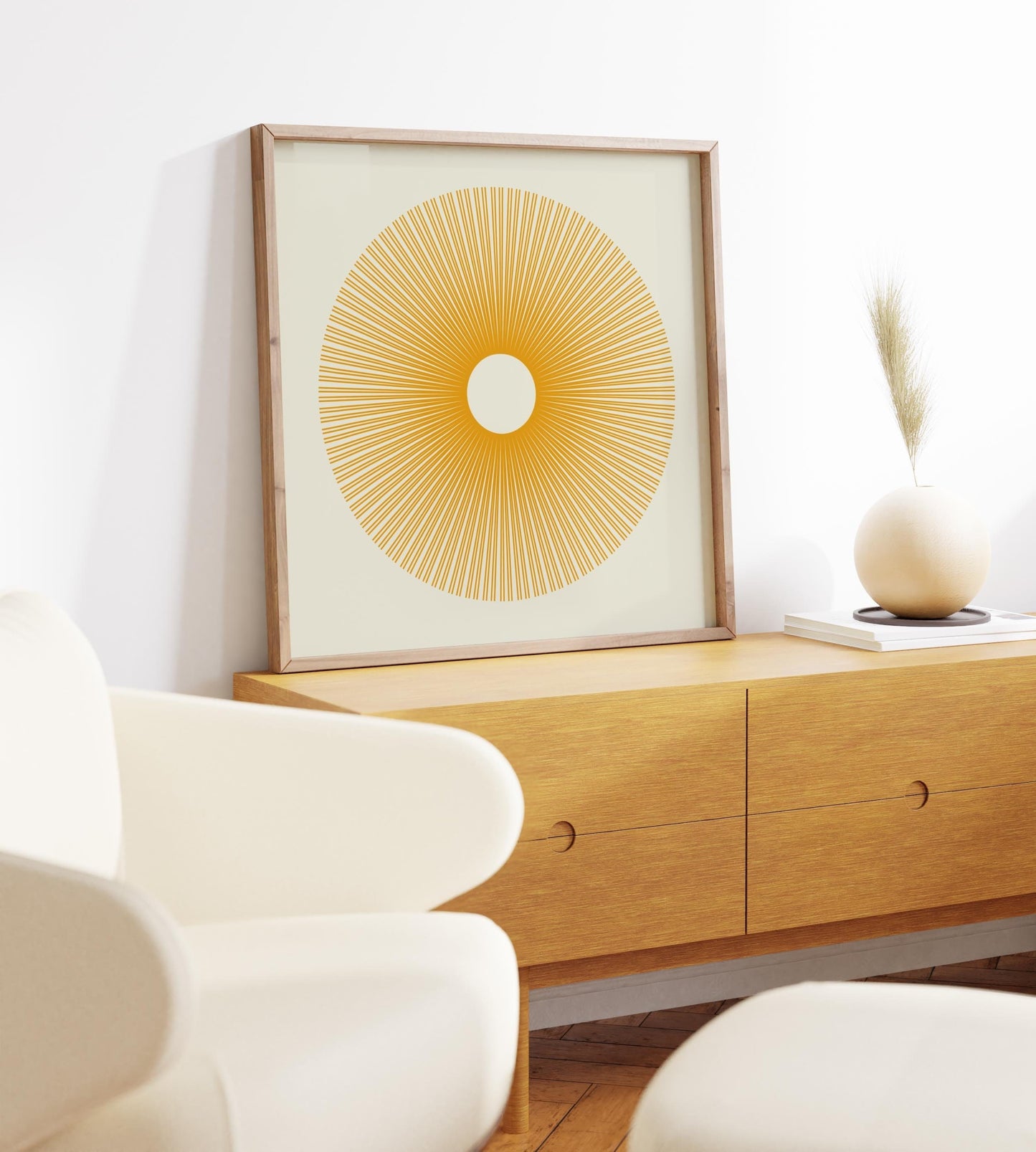Yellow Abstract Square Sun Art Print