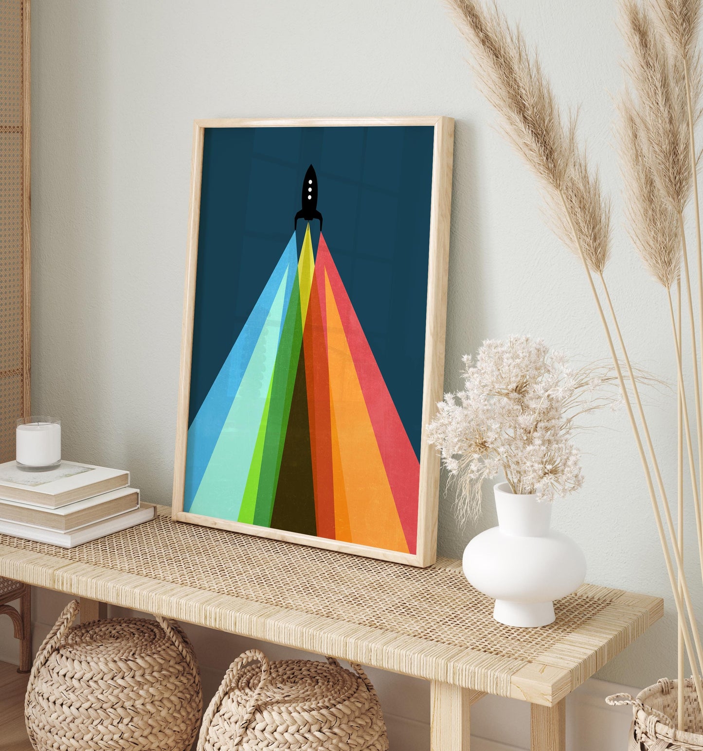 Set of 6 Kids Space Nursery Decor Rocket Wall Art Prints